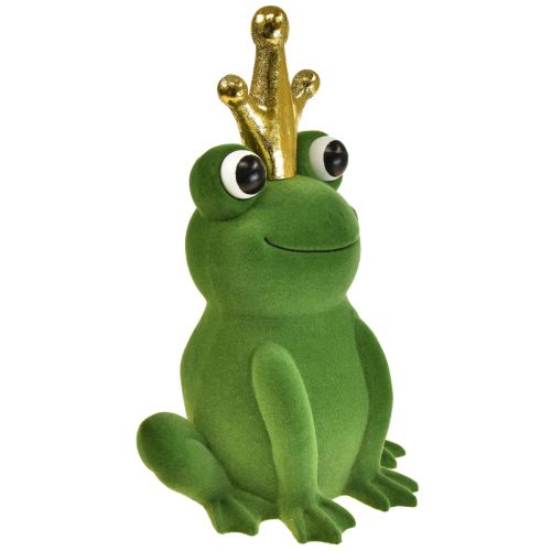 Artikel Decoratieve kikker, kikkerprins, lentedecoratie, kikker met gouden kroon groen 40,5cm