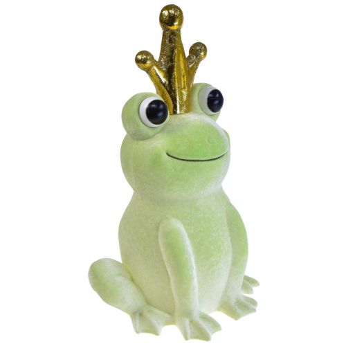 Artikel Decoratieve kikker met kroon kikkerprins decoratie lichtgroen 40,5cm