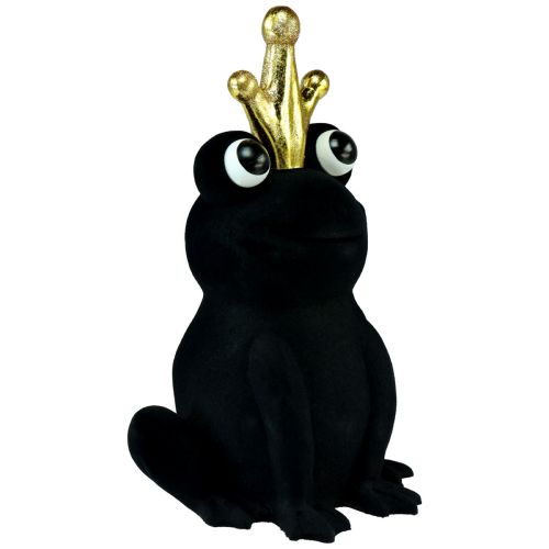 Artikel Decoratieve kikker, kikkerprins, lentedecoratie, kikker met gouden kroon zwart 40,5cm