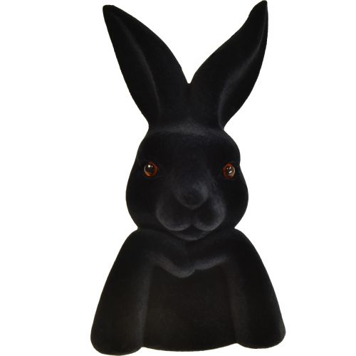 Buste van konijn denkend zwart gevlokt Pasen 16,5×13×27cm
