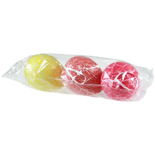 Artikel Decoratieve hanger paaseieren geel/roze/rood craquelé Ø15cm 3 st