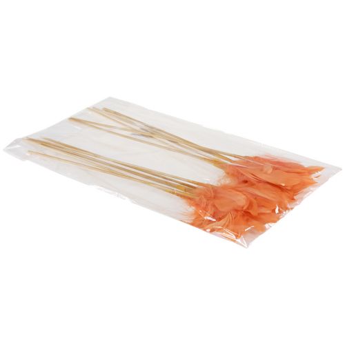 Artikel Decoratieve veren oranje vogelveren op stok 36cm 12 st