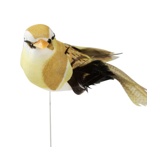 Floristik24 Veren vogel op draad decoratieve vogel met veren groen 4cm 12 st