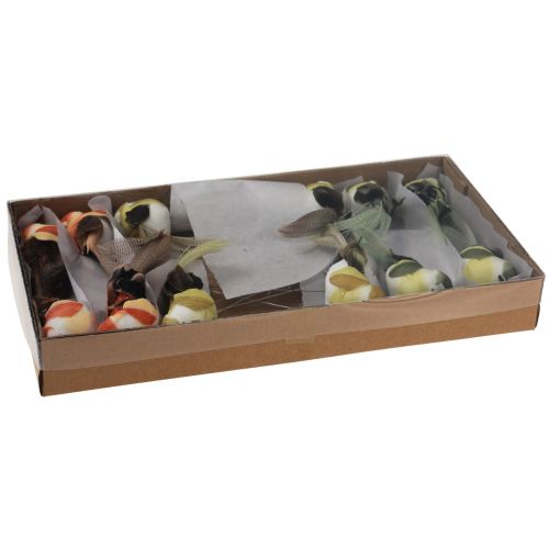 Floristik24 Veren vogel op draad decoratieve vogel met veren groen 4cm 12 st