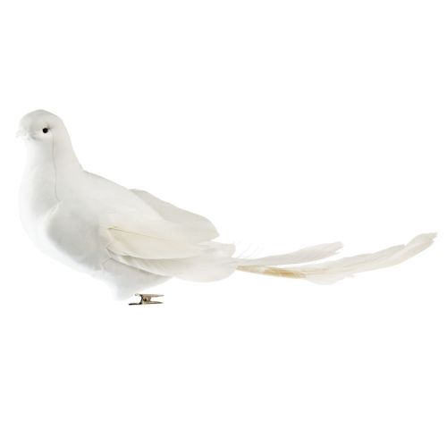 Floristik24 Trouwdecoratie duif witte bruidsduiven met clip 31,5cm