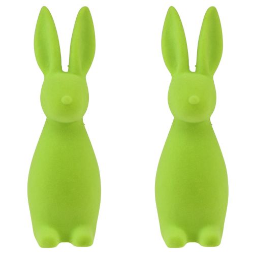 Artikel Gevlokte konijntjes appelgroen – 2e keus – Paastafeldecoratie 8×10×29cm 2 stuks