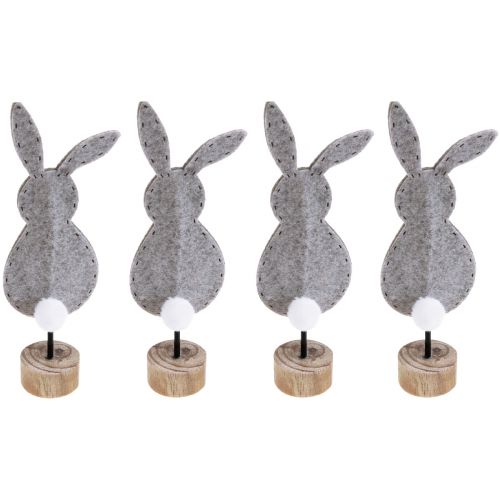Floristik24 Statafeldecoratie Paashaasdecoratie vilt grijs 28,5cm 4 st