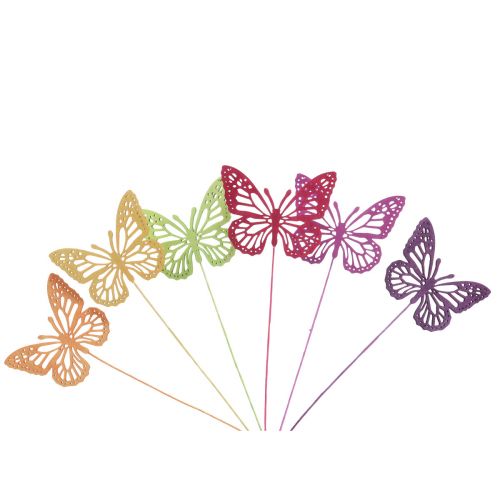 Artikel Lentedecoratie bloempluggen houten decoratieve vlinders 28cm 18 st