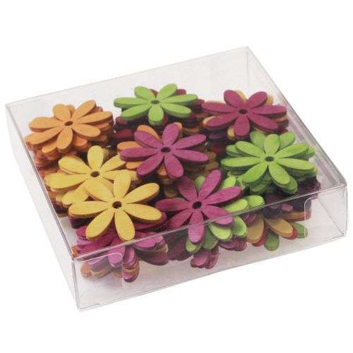 Artikel Strooidecoratie hout bloemen tafeldecoratie zomer kleurrijk Ø4cm 72 st