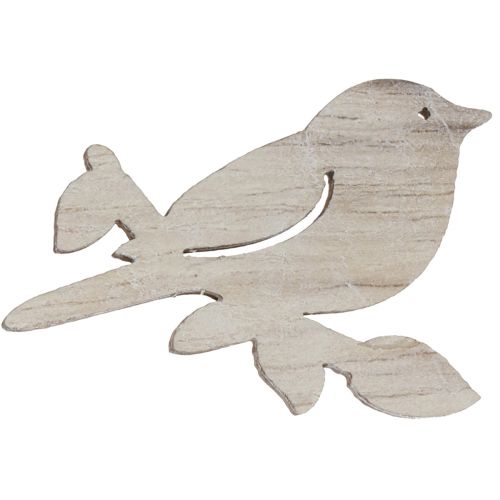 Artikel Strooidecoratie hout lente vogeldecoratie naturel wit 4cm 72 st