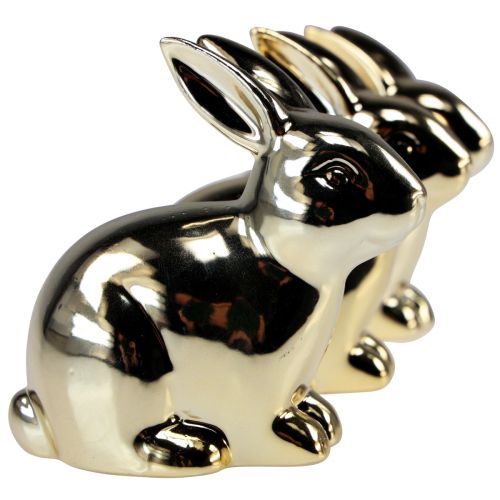 Artikel Keramieken konijnen goud konijn zittend metaallook 8,5cm 3st
