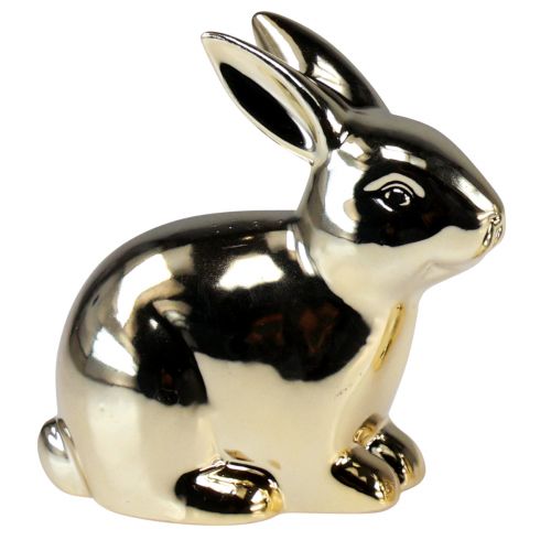 Floristik24 Paashaas goud keramiek zitten metaallook 5,5cm 6st