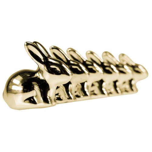 Floristik24 Paashaas goud keramiek zitten metaallook 5,5cm 6st