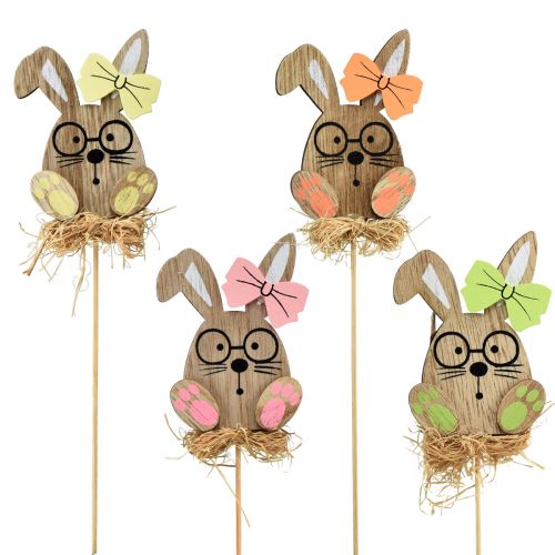 Artikel Bloemenplug houten Paashaas met glaasjes 8,5cm 12 st