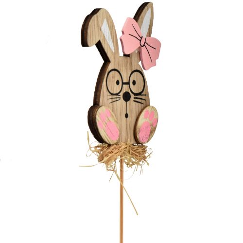 Artikel Bloemenplug houten Paashaas met glaasjes 8,5cm 12 st