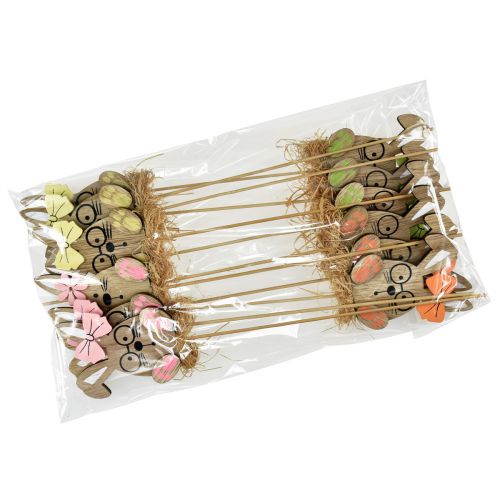 Artikel Bloemenplug houten Paashaas met glaasjes 8,5cm 12 st