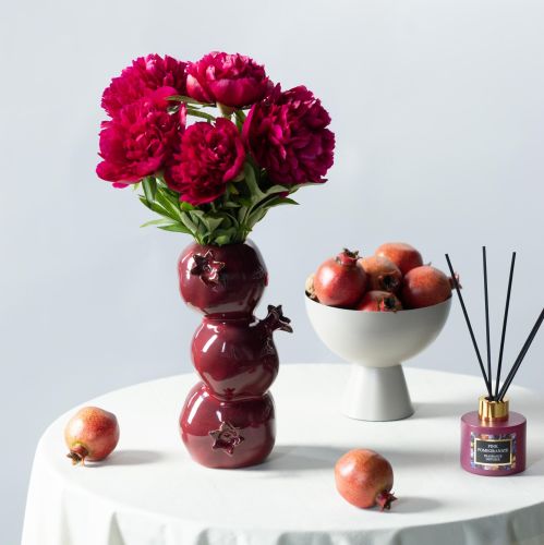 Floristik24 Keramische vaas granaatappel bloemenvaas donkerrood H23,5cm