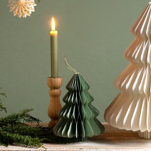 Floristik24 Papieren kerstboom mint zilver glitter H20cm 5 stuks