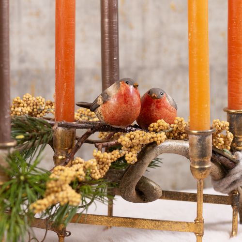Artikel Keramische Robin-beeldjes - Rode en natuurlijke tinten, 5,4 cm - Perfect voor tuin en huis - Pakket van 4