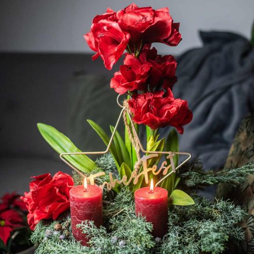 Artikel Amaryllis kunst rood 3 zijden bloemen op mosballen H64cm