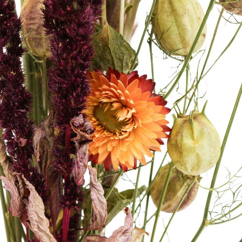 Boeket droogbloemen strobloemen oranje paars 55cm 70g