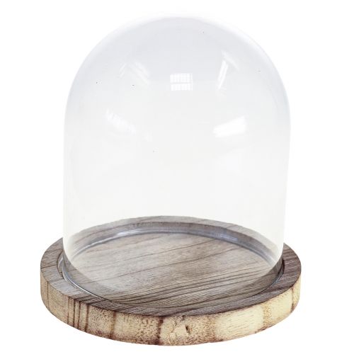 Artikel Glazen stolp houten bord tafeldecoratie mini kaasstolp H13cm