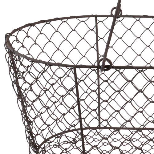 Floristik24 Draadmand draadmand metalen mand roest handvat hout L30cm