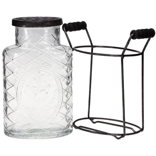 Artikel Glazen vaas met deksel insteekhulpfles 16,5×8,5×18,5cm