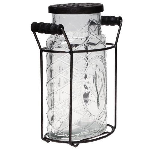 Artikel Glazen vaas met deksel insteekhulpfles 16,5×8,5×18,5cm