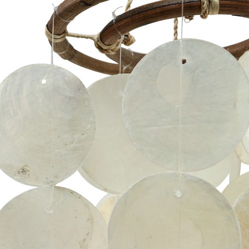 Artikel Capiz windgong hangende decoratie schelpen parelmoer schijven 95cm