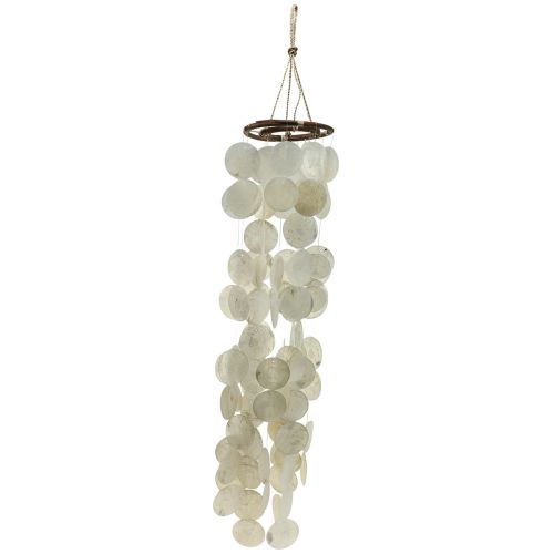 Artikel Capiz windgong hangende decoratie schelpen parelmoer schijven 95cm