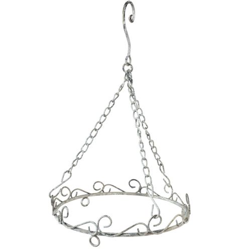 Hangdecoratie metalen decoratie grijs wit vintage Ø20cm H30cm