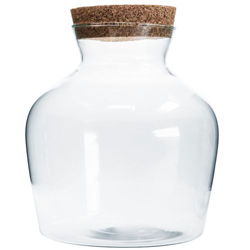 Floristik24 Decoratief glas met kurk Siervaas met deksel H25cm Ø24cm