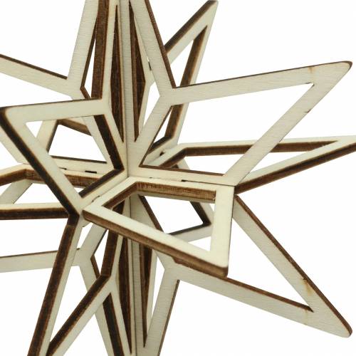Floristik24 3D ster hout om op te hangen 13,5cm 6st