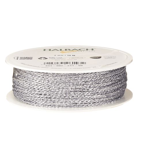 Zilveren koord 2mm 50m