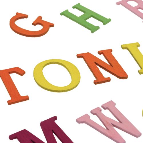 Artikel Tafeldecoratie voor school, verspreide decoratie voor school, houten letters kleurrijk 2,5 cm 26 st