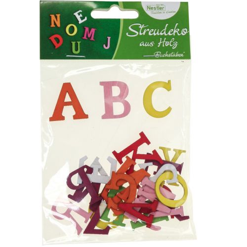 Artikel Tafeldecoratie voor school, verspreide decoratie voor school, houten letters kleurrijk 2,5 cm 26 st