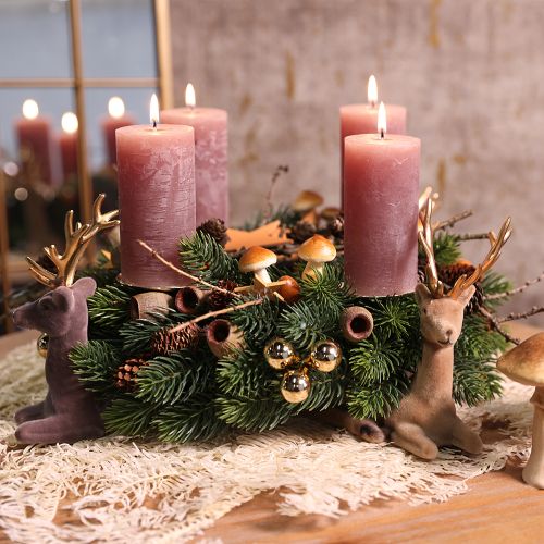 Artikel Effen kaarsen roze stompkaarsen oudroze 70×120mm 4 st