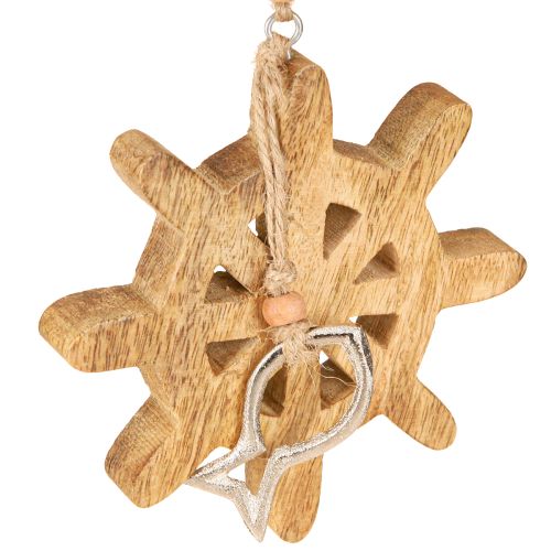 Artikel Houten stuurwiel decoratie metalen vis hanger Ø12cm 2st