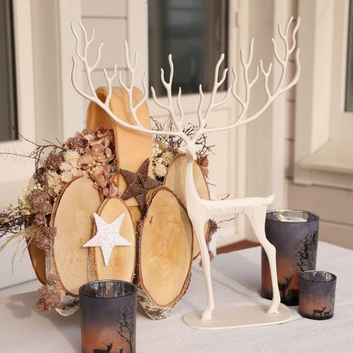 Artikel Grote rendierdecoratie metaal kerstdecoratie wit H58cm