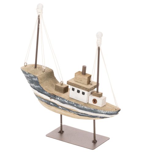 Scheepsdecoratie, maritieme stijl, hout met standaard, 20 cm