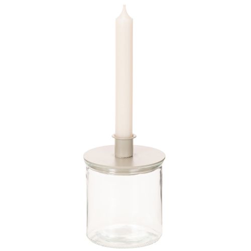 Ronde crèmekleurige kaarsenhouders voor taps toelopende kaarsen, tafeldecoratie, 10 cm, 2 stuks | Floristik24.nl
