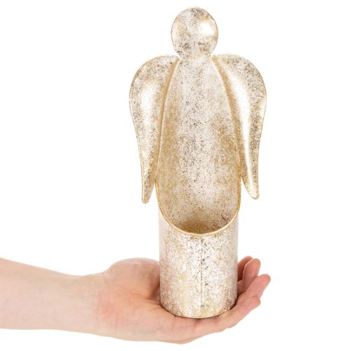 Kandelaar met engelfiguurtje, goudkleurige feestelijke decoratie, 27 cm | Floristik24.nl
