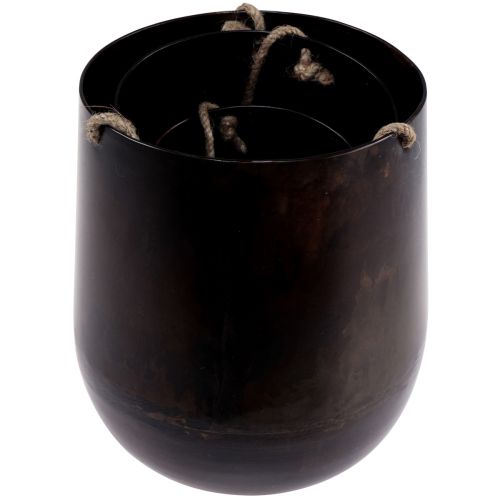 Floristik24 Hangmand metalen bloempot om op te hangen bruin 22/20/16,5cm set van 3