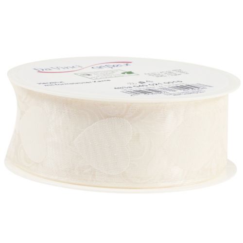 Artikel Organzalint crème decoratief lint hartjes 40mm 15m