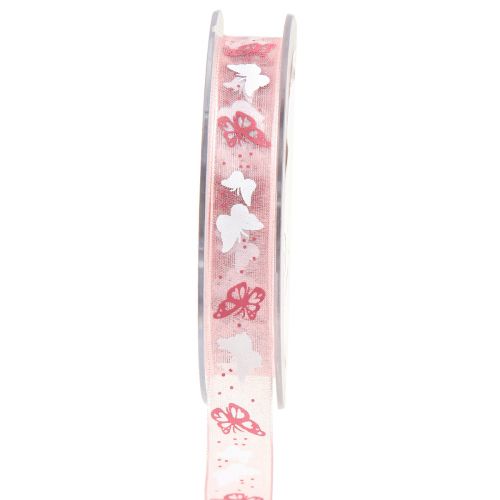 Artikel Organzalint vlinderlint roze 15mm 20m