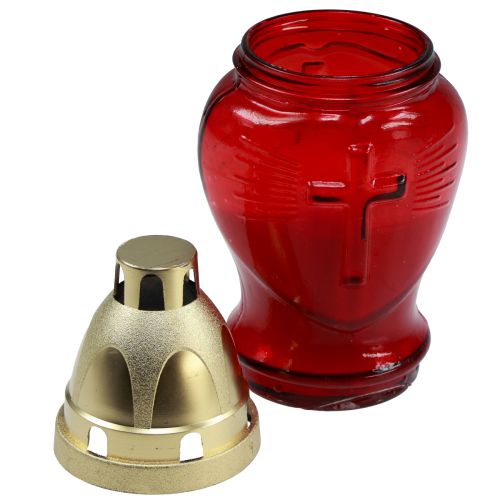 Floristik24 Graflamp glas glas hart rood herdenkingslicht B8cm H16,5cm 6 st