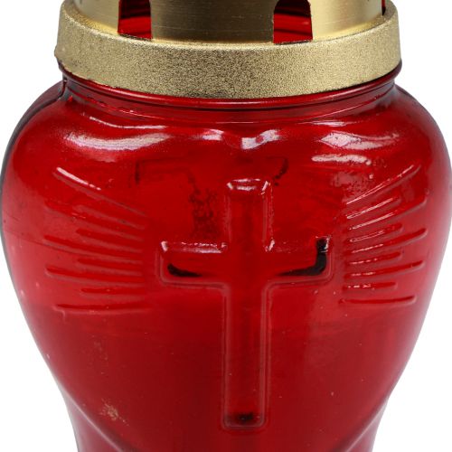 Artikel Graflamp glas glas hart rood herdenkingslicht B8cm H16,5cm 6st