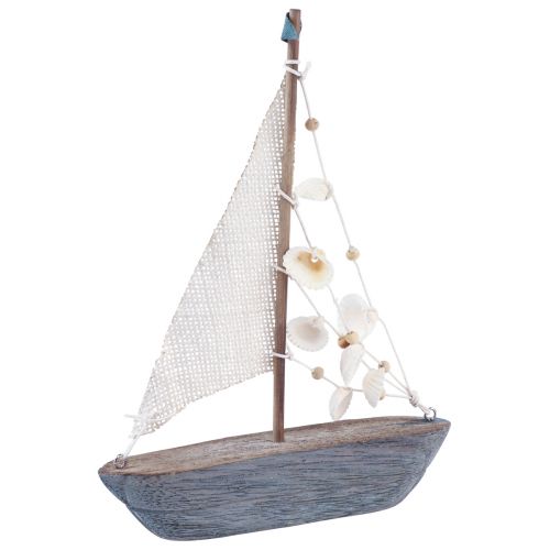 Zeilboot decoratie zeilschip hout vintage 18×3,5×24cm