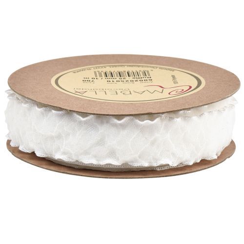 Artikel Rucheslint wit organzalint decoratief lint 25mm 10m